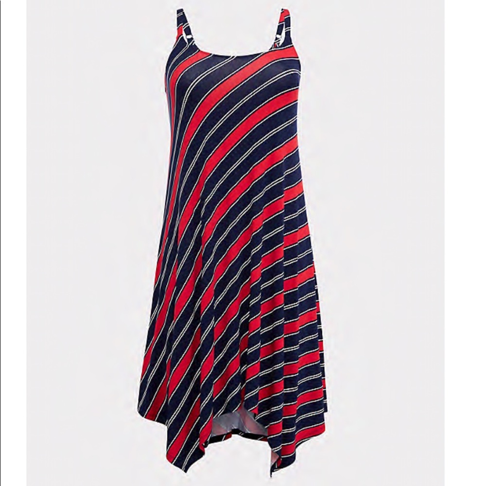 Red & Navy Striped Maternity Dress (plus size 0)